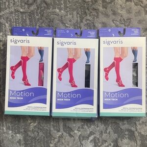 SIGVARIS Medical compression socks.  3 pairs.  20-30 mmHg.  Blue Black Pink.